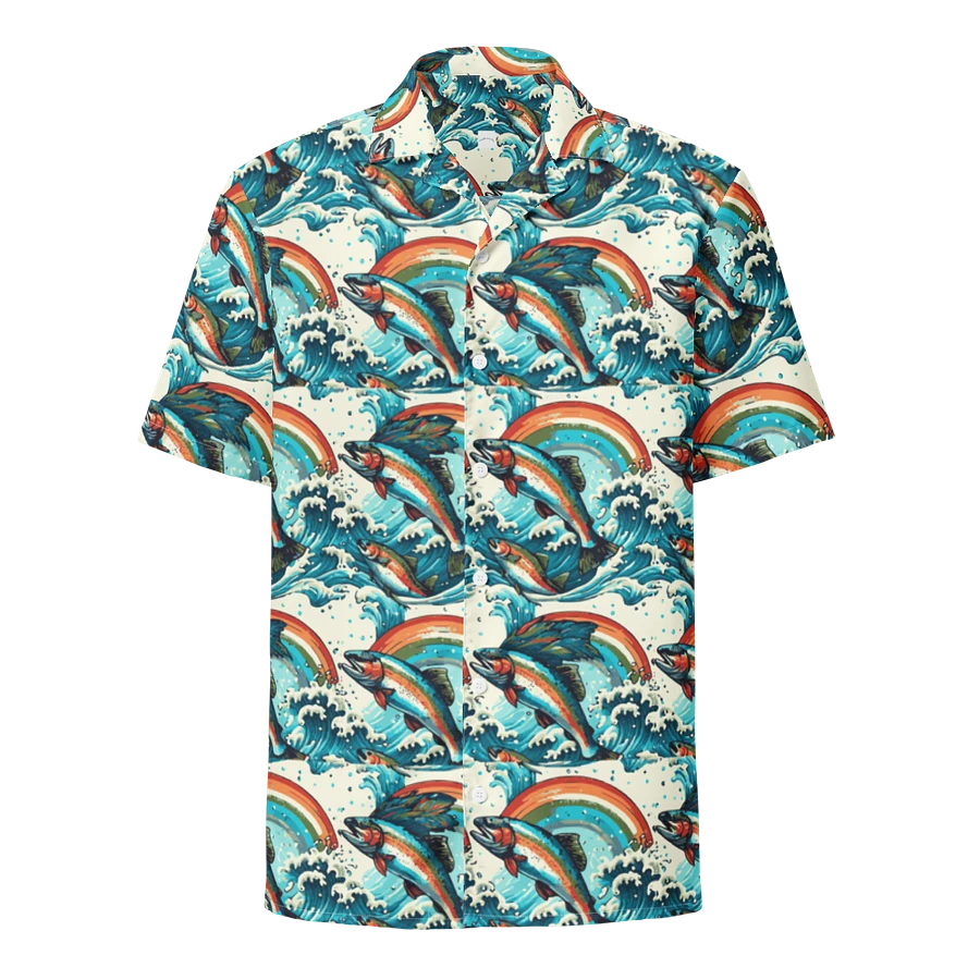 Hawaiian Style Shirt, Button Up, Unisex, Rainbows and Fish product image (1)