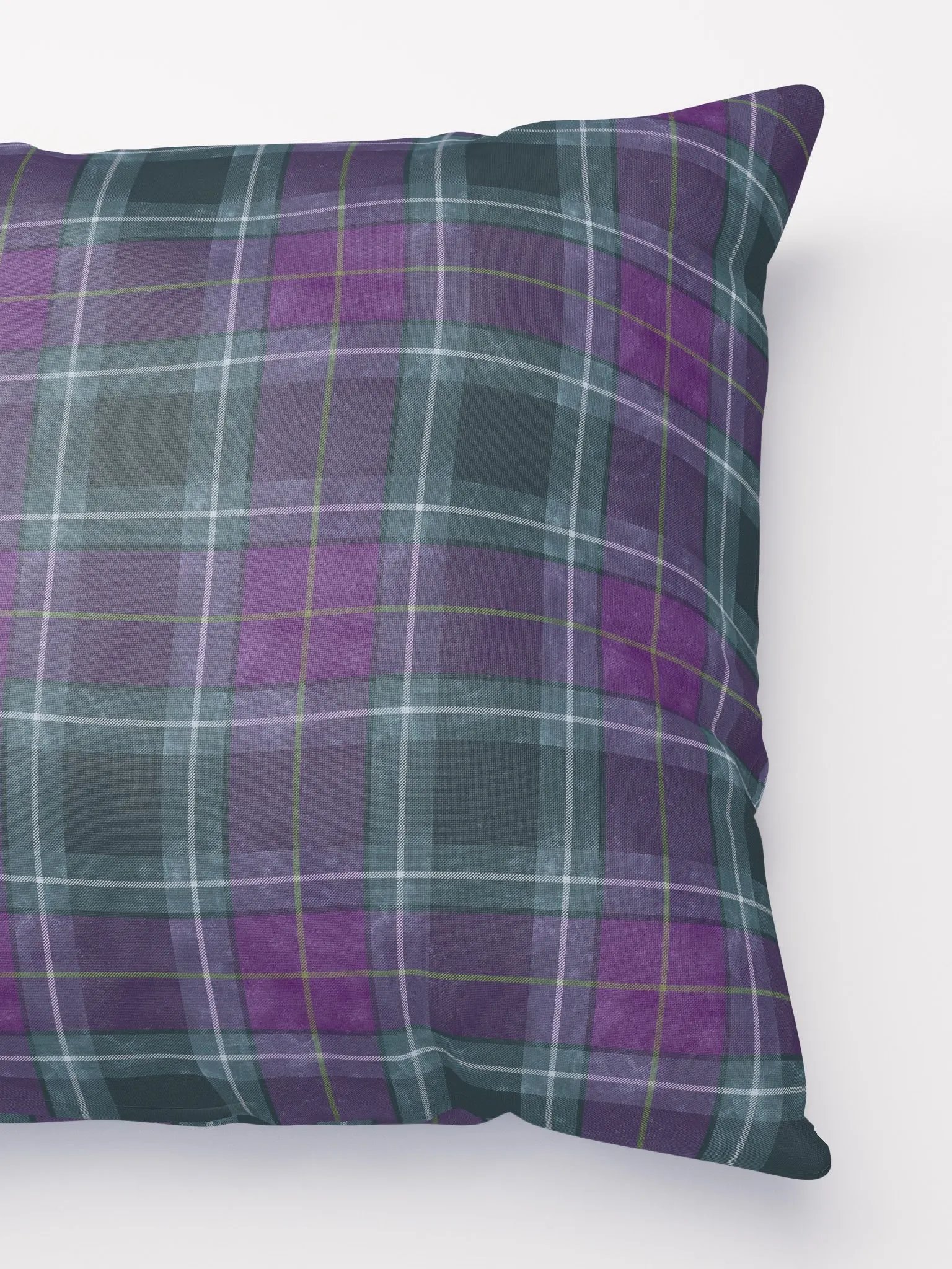 Purple/Green Plaid Pillow with Floral Design product image (3)
