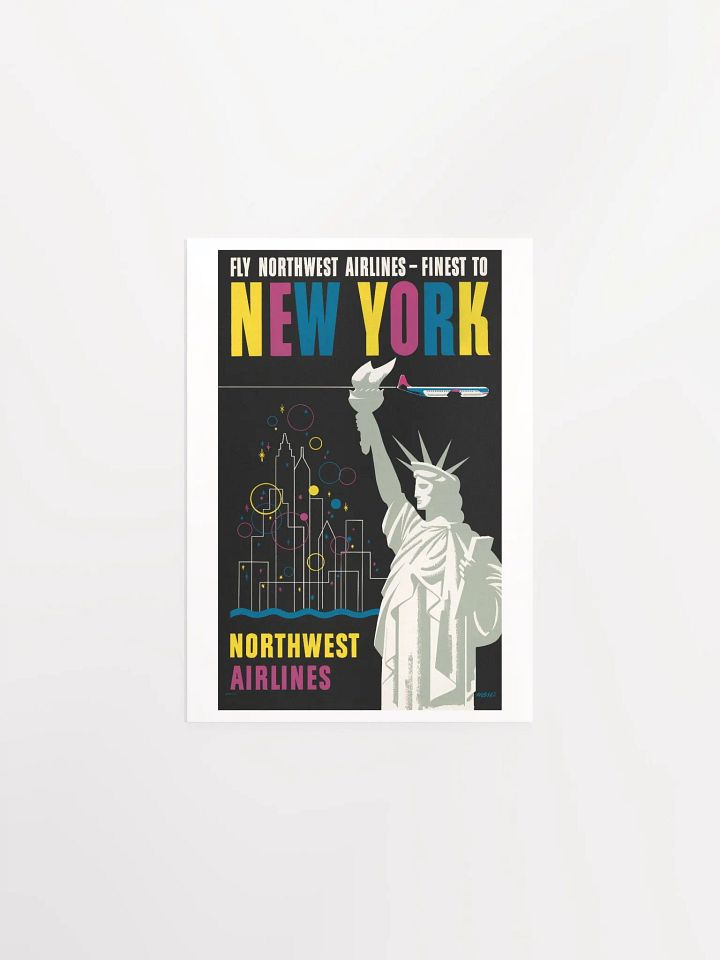 Vintage Fly Northwest Airlines New York Poster Print product image (3)