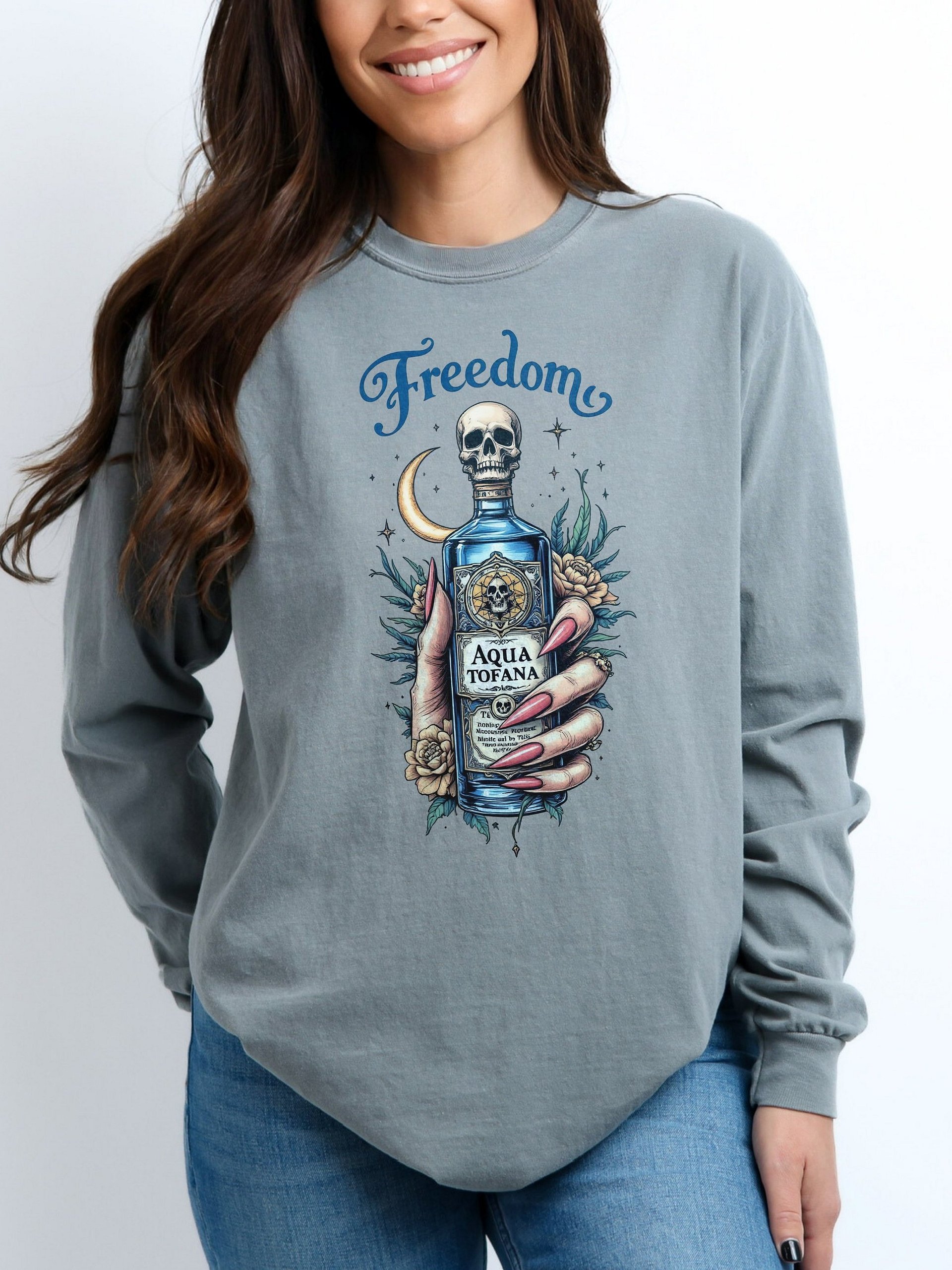 Freedom Tattoo Style Aqua Tofana Long Sleeve Comfort Colors Tee product image (6)