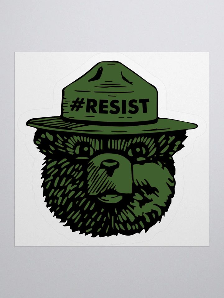 Smokey RESIST BEAR Colorized (Forest) Alt National Parks Sticker 3 SIZES! Kiss Cut Vinyl Decal product image (1)