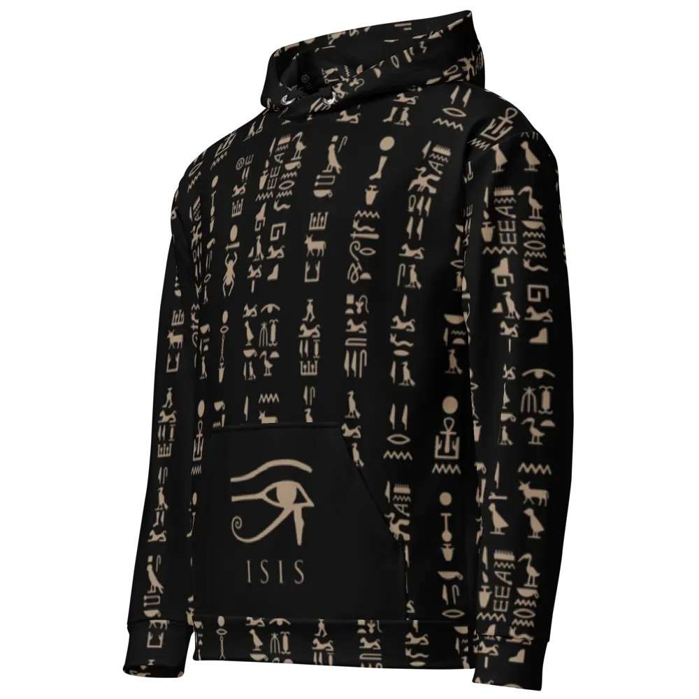 Isis Black Hieroglyphs All Over Print Unisex Hoodie product image (2)