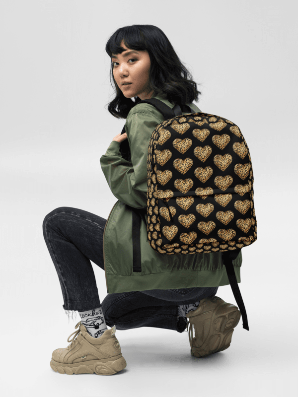 Leopard Skin Farbric Heart in Orange Gold - All-Over Print Backpack product image (2)