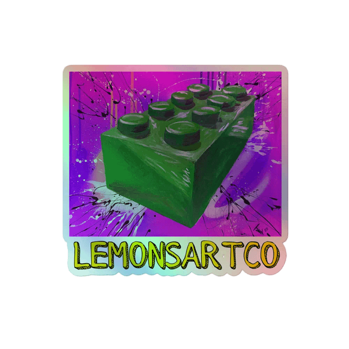 POP Brick (Green Brick/Purple Background) Holographic Sticker product image (2)