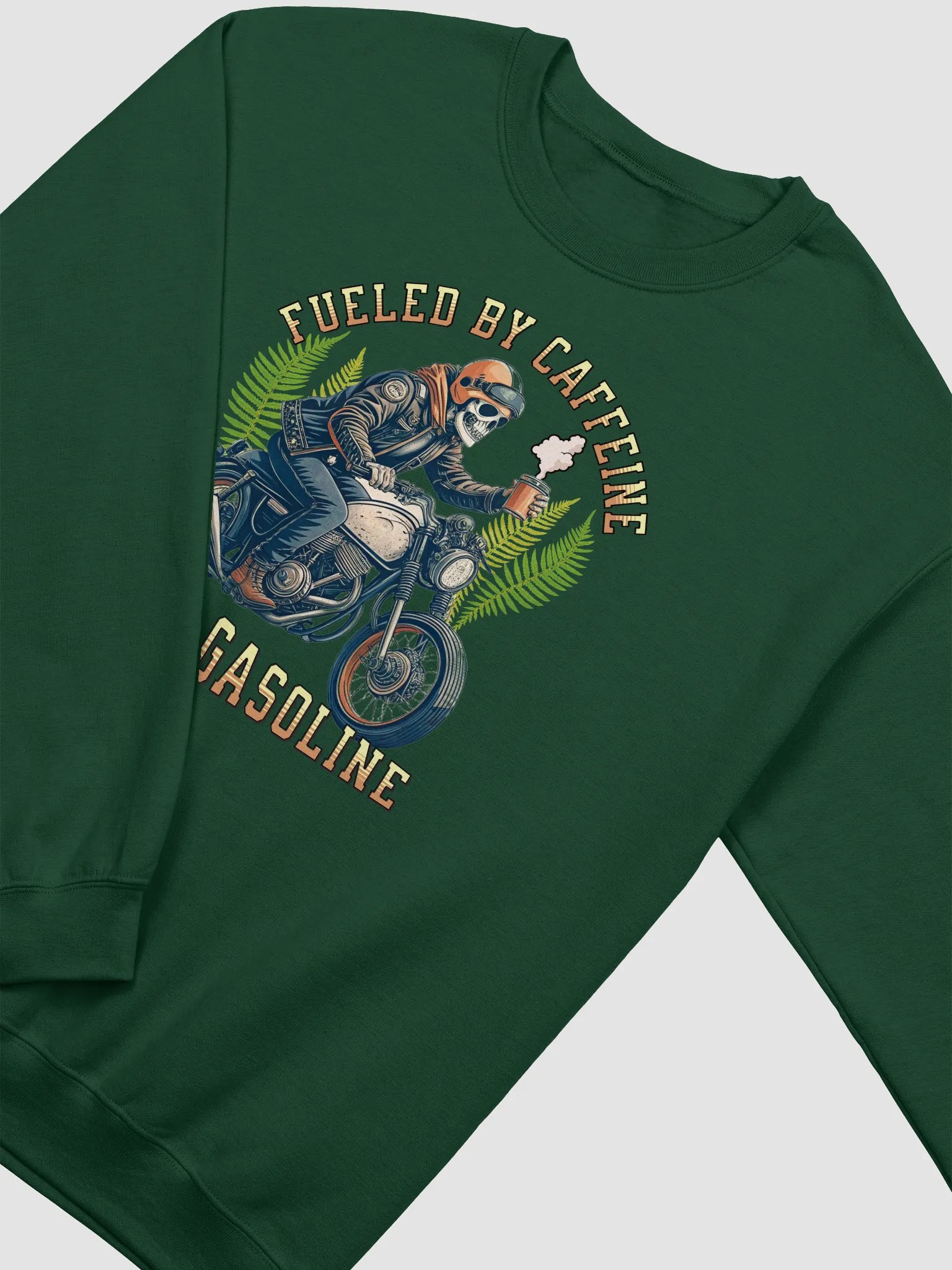 Fueled By Caffeine And Gasoline Rider Crewneck Sweatshirt product image (4)