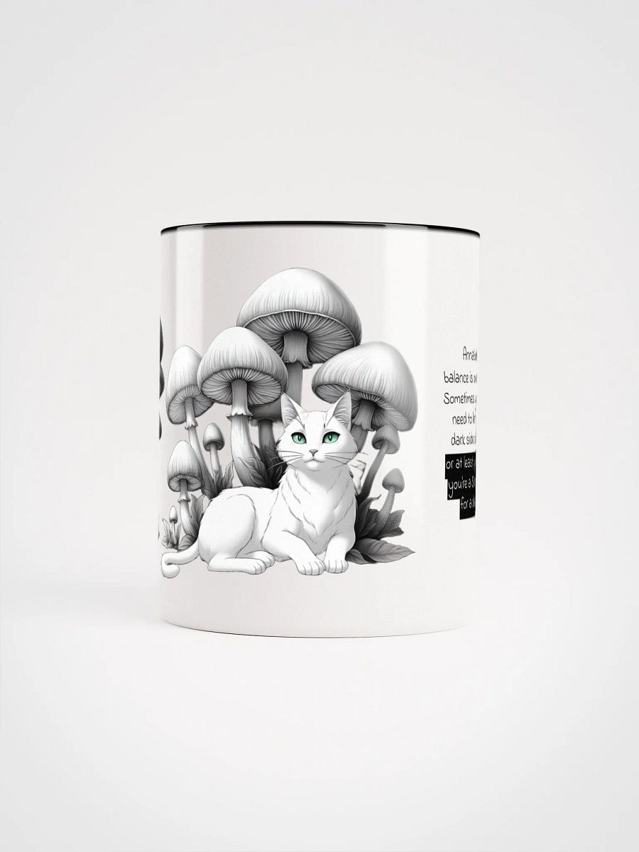 Personalized Black Cat and White Cat Resting Under Giant Mushrooms Coloured Mug product image (5)