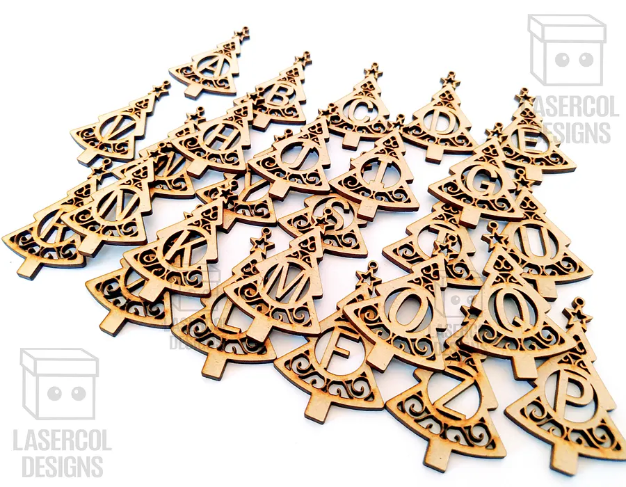 Monogram Christmas Tree Ornaments - Laser Cut Files product image (2)