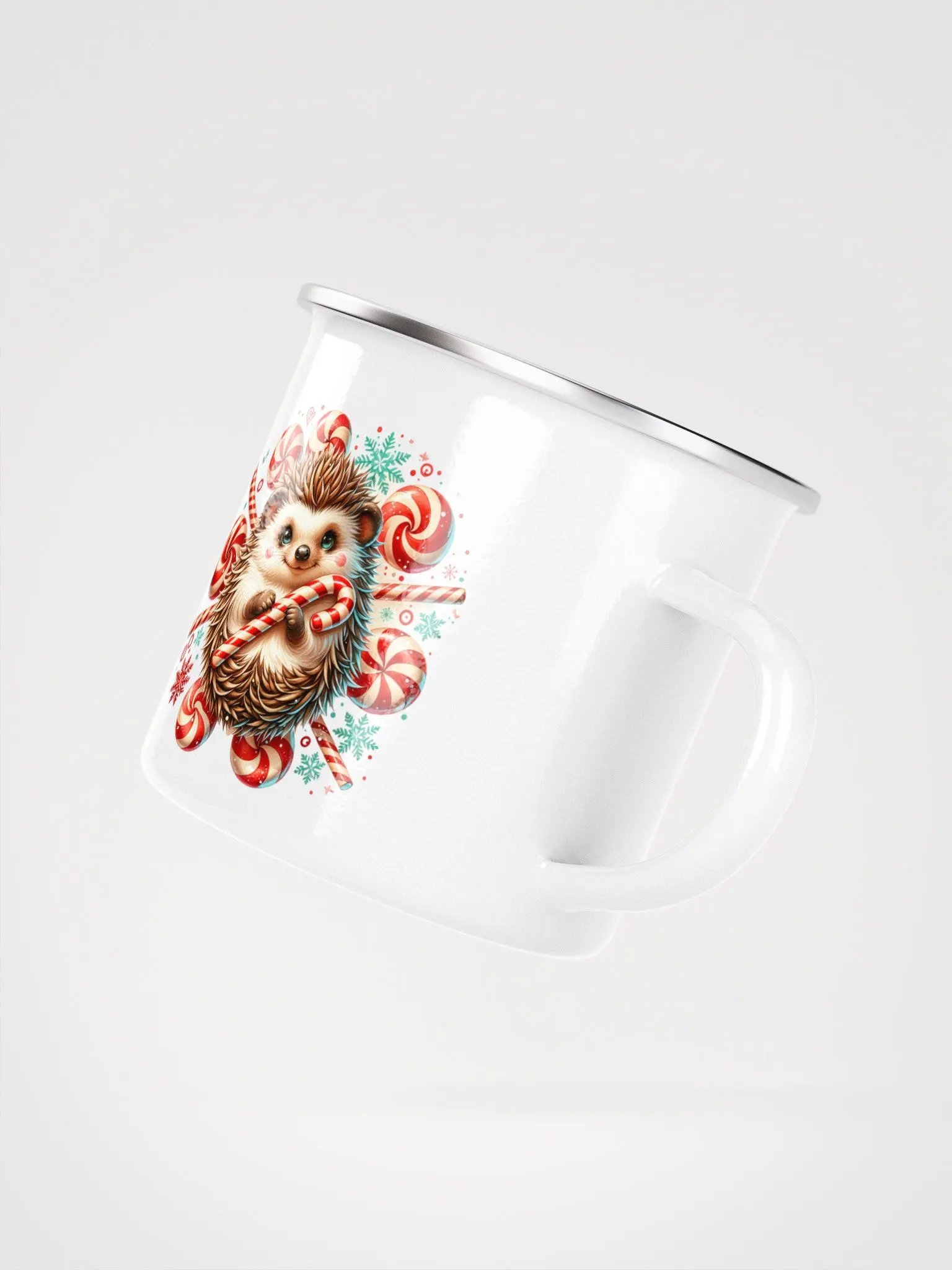 Enamel Mug - Cute Festive Hedgehog product image (2)