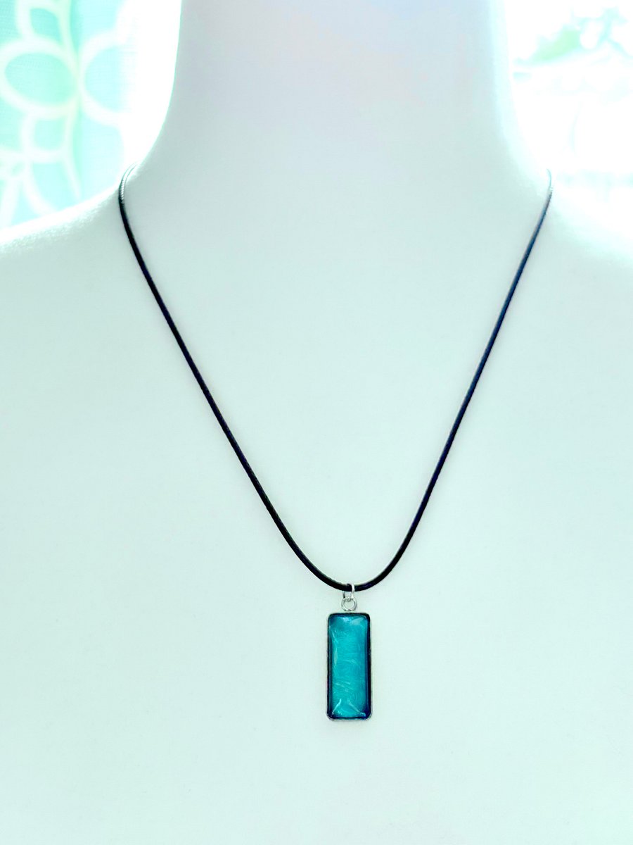 Electric Tide Pendant Necklace | Blue | Rectangle Cabochon | Monique Faella Designs™ | MFD-00148 product image (3)