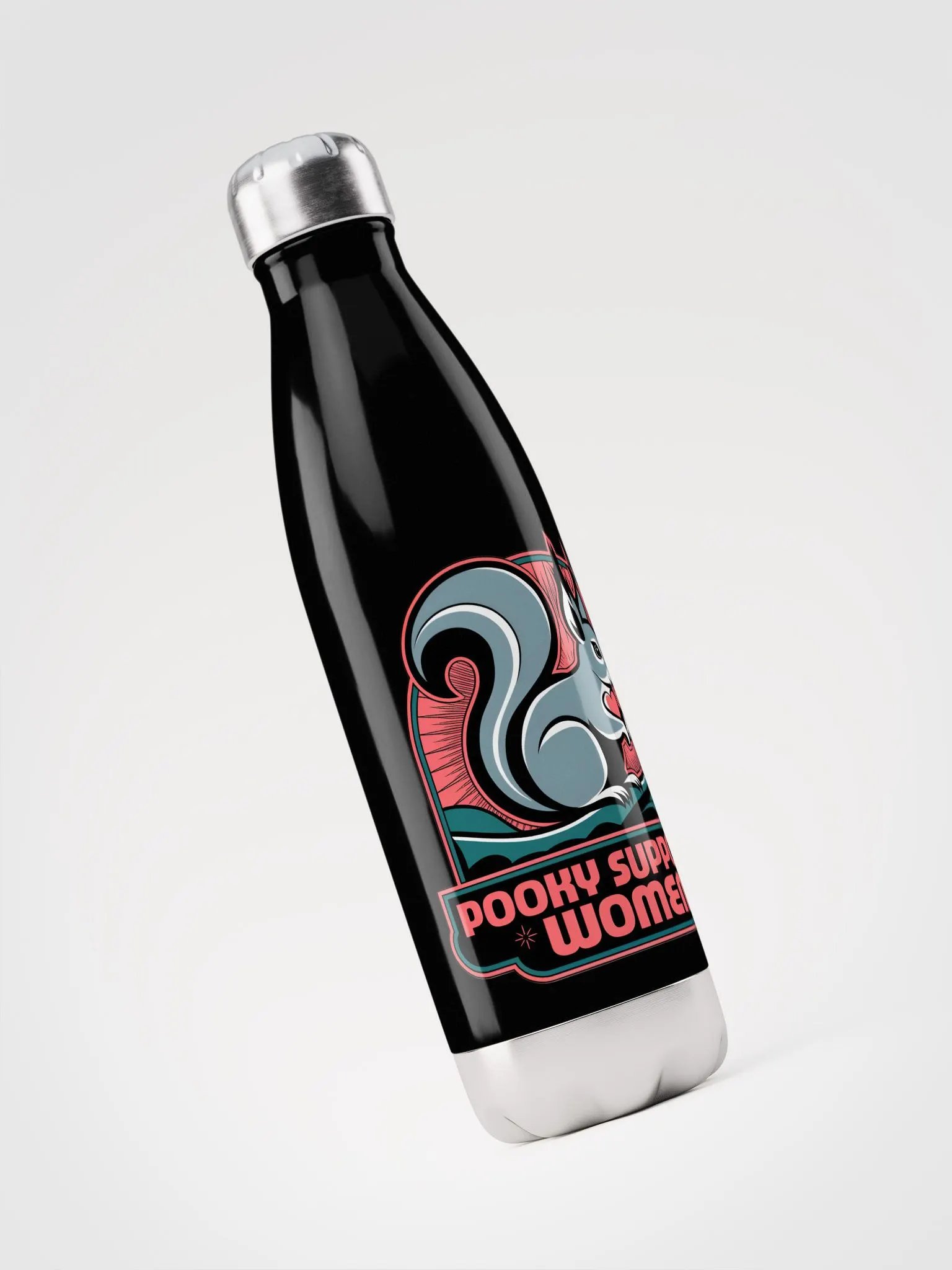 Water Bottle: Pooky Supports Women, Pink Stylized product image (3)