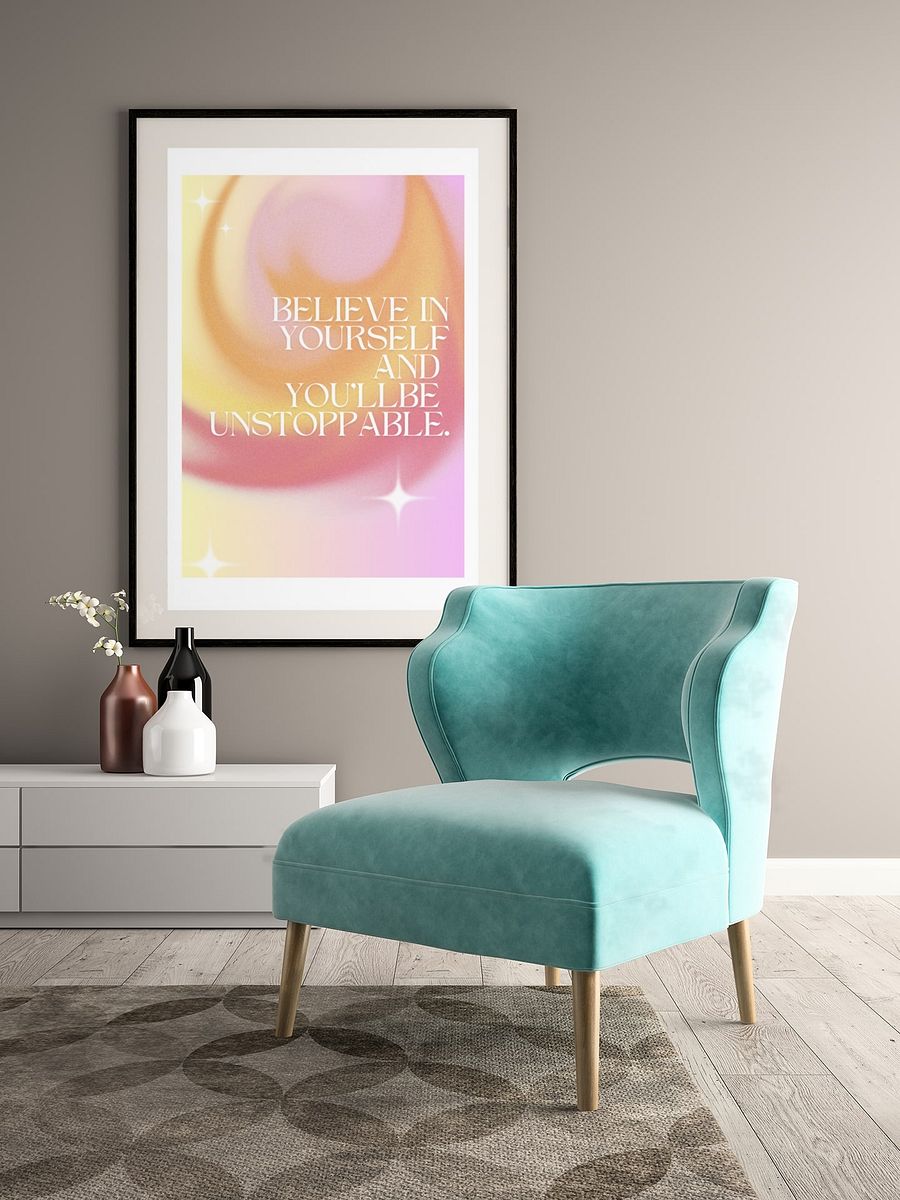 Believe in Yourself Unstoppable Poster, Vibrant Motivational Wall Art, Confidence Boosting Decor, Empowering Office Artwork, Bright Design product image (4)