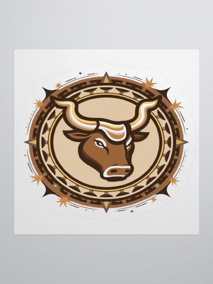 Taurus Zodiac Sticker - Bull with Celestial Border - Premium Vinyl product image (3)