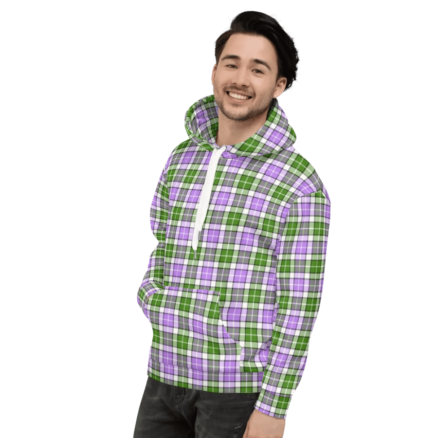 Lavender and Green Plaid Hoodie product image (4)