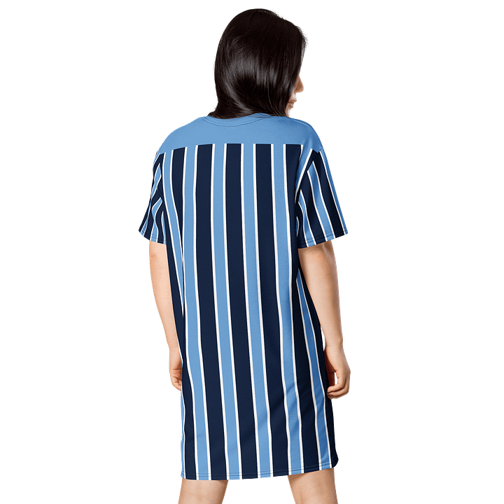 Exclusive Navy & Light Blue Striped Oversized T-Shirt Dress | TDS Music product image (2)