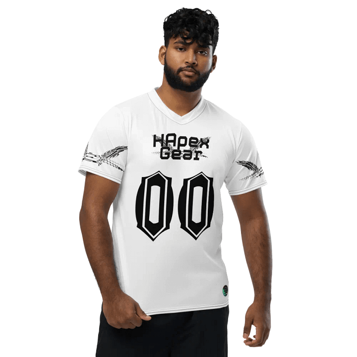Recycled Unisex Sports Jersey - White - Black HApex Gear Black Logo product image (1)
