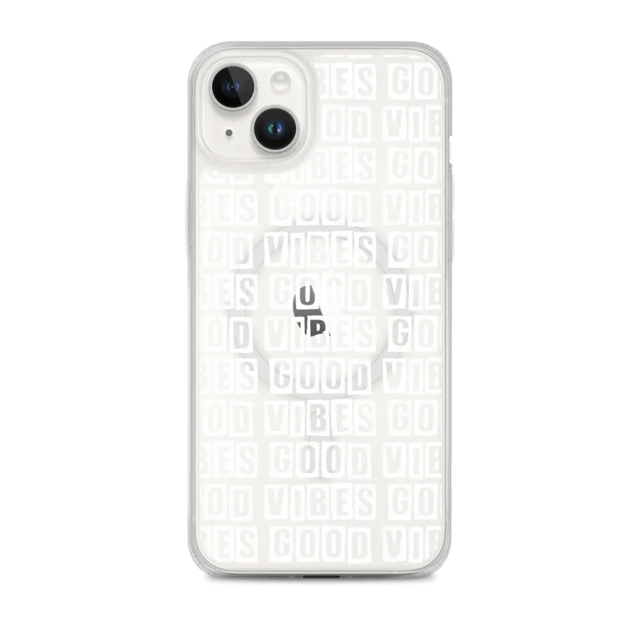 MagSafe® Clear Case - Good Vibes - White Text product image (1)
