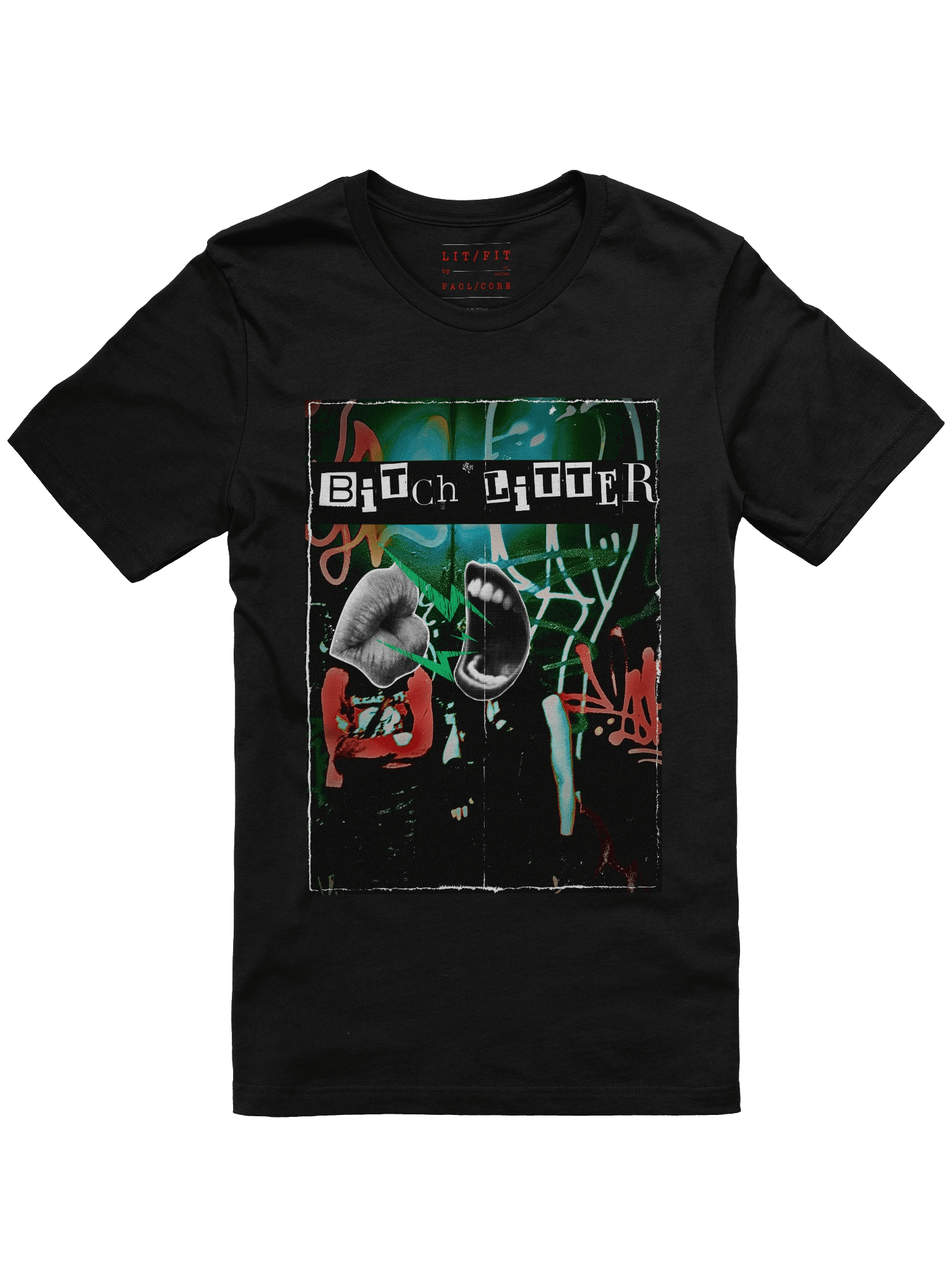 b*tchl*tter tee [bk/red/grn] product image (1)