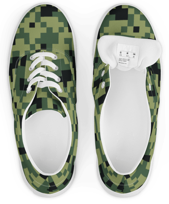 Military Green Camouflage Pixels Camo Pattern Men's Lace-Up Canvas Shoes product image (7)