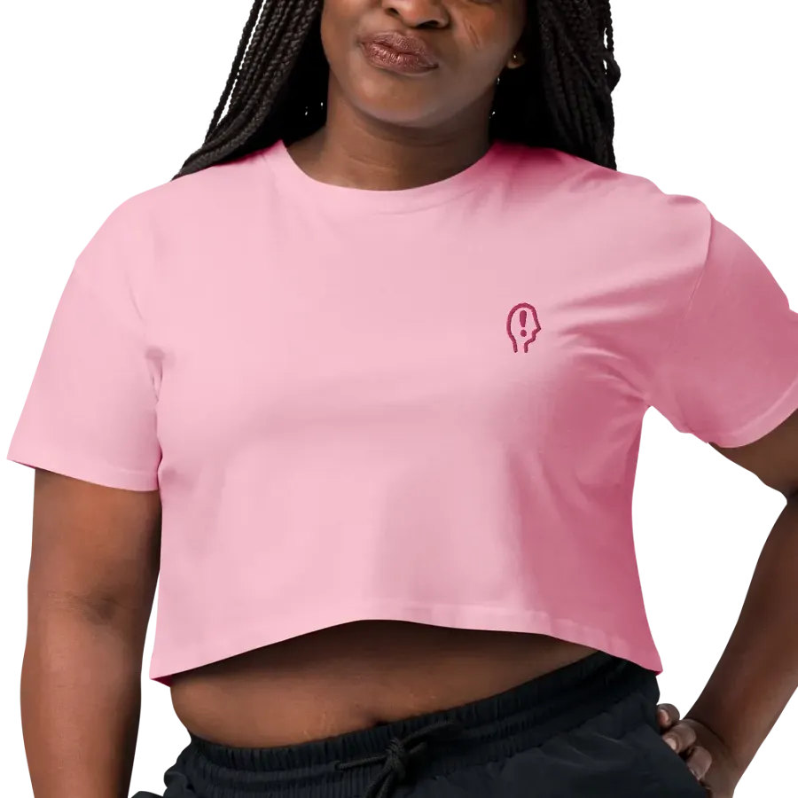 EXCLAIMING MENTALLY (L.C. pink) embroidered cotton crop top product image (8)