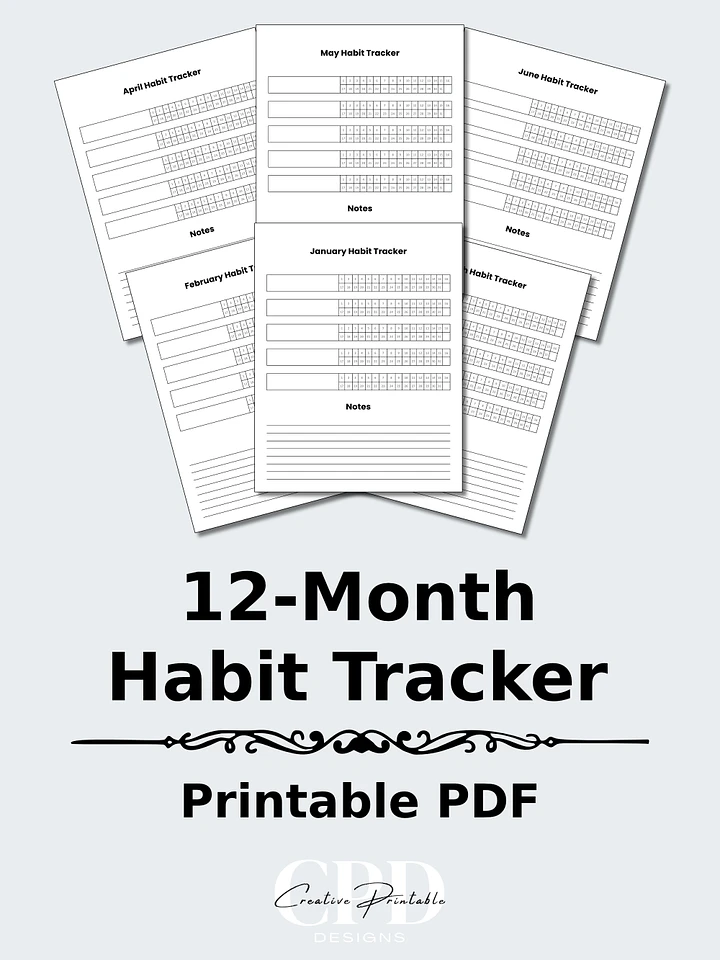 Printable 12-Month Habit Tracker Minimalist Style product image (1)