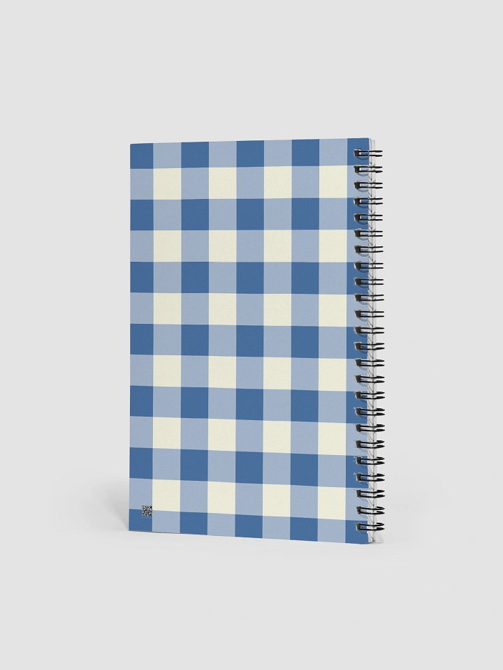 Blue & Cream Gingham Bullet Journal – Spiral Notebook with Dot Grid for Notes & Doodles product image (2)