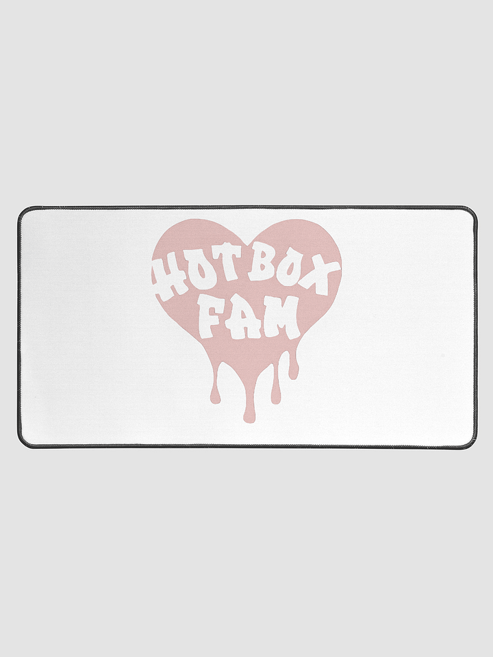 HOT BOX FAM TRANSPARENT PALE PINK HEART LOGO DESK MAT product image (1)
