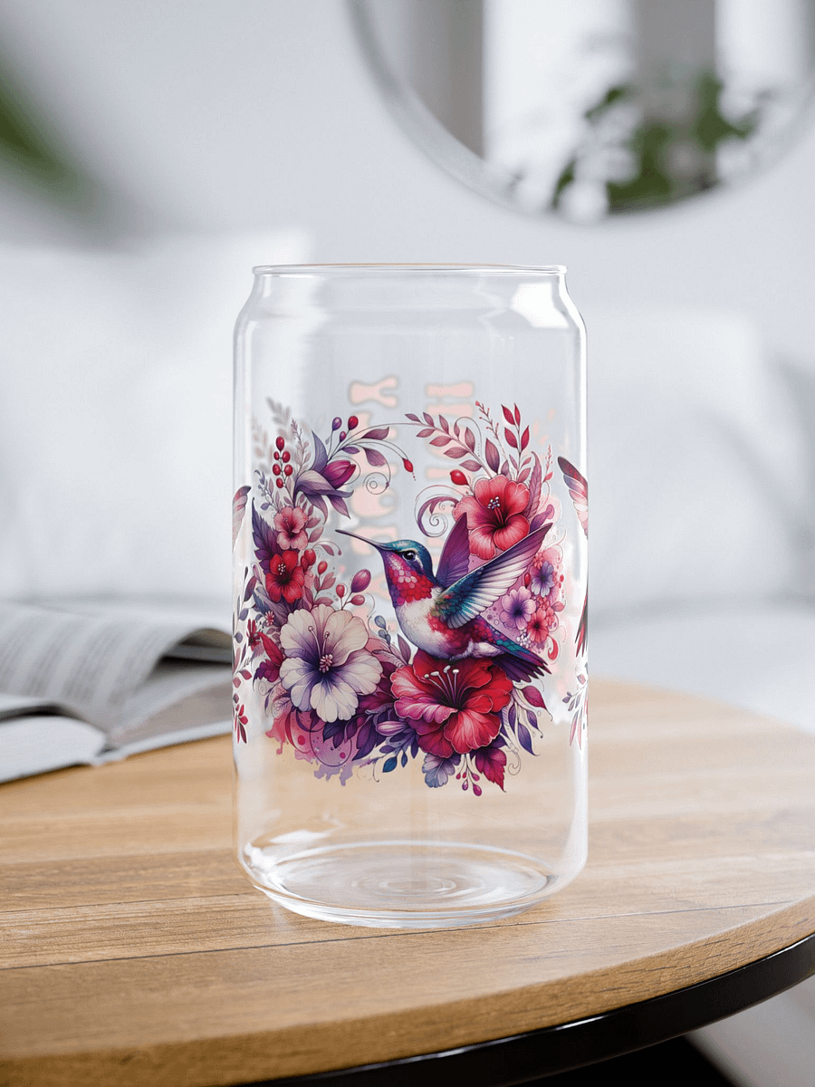 Holly Jolly Hummingbird And Flower Glass Can product image (1)