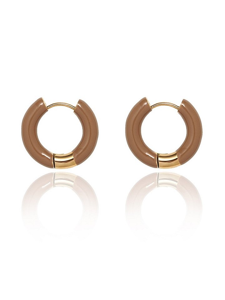 Colorful Enamel Hoop Earrings | Gold Tone product image (1)