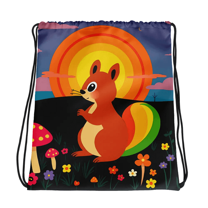 Sunset Squirrel All-Over Drawstring Bag product image (1)
