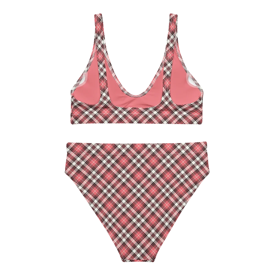 Coral Pink, Black, and White Plaid Bikini product image (4)