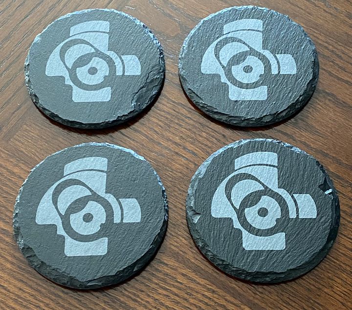 AK-47 Bolt Face logo - Slate Coasters - Set of 4 Custom Laser Engraved product image (1)