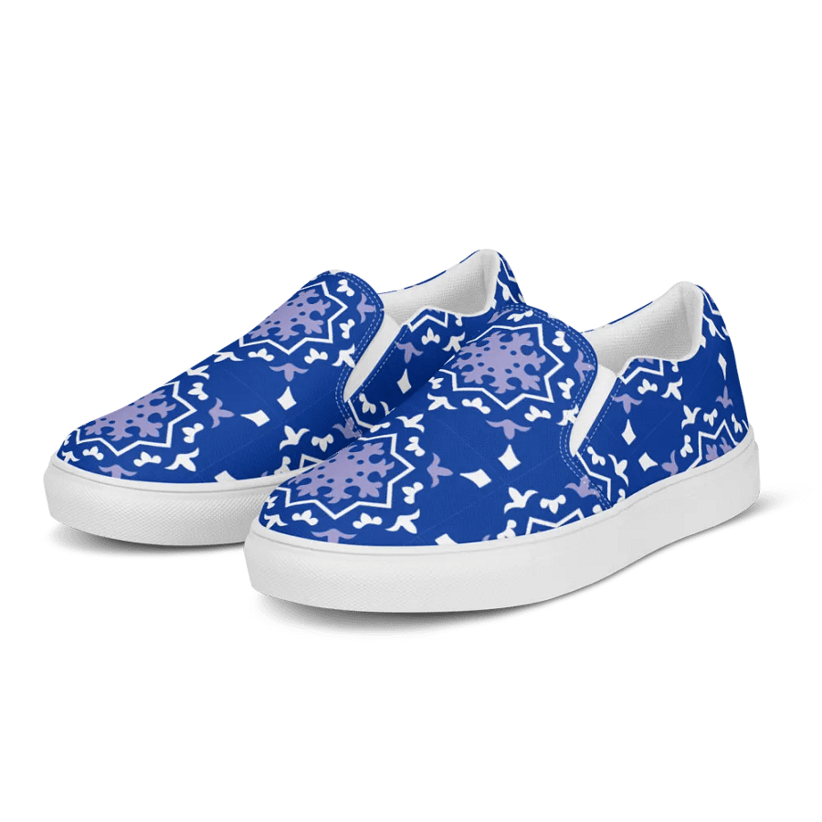 Blue Tile Canvas Slip-Ons for Women product image (6)
