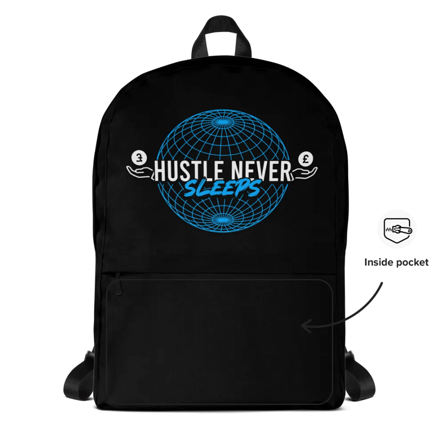 Hustle Never Sleeps Backpack (Black) product image (4)
