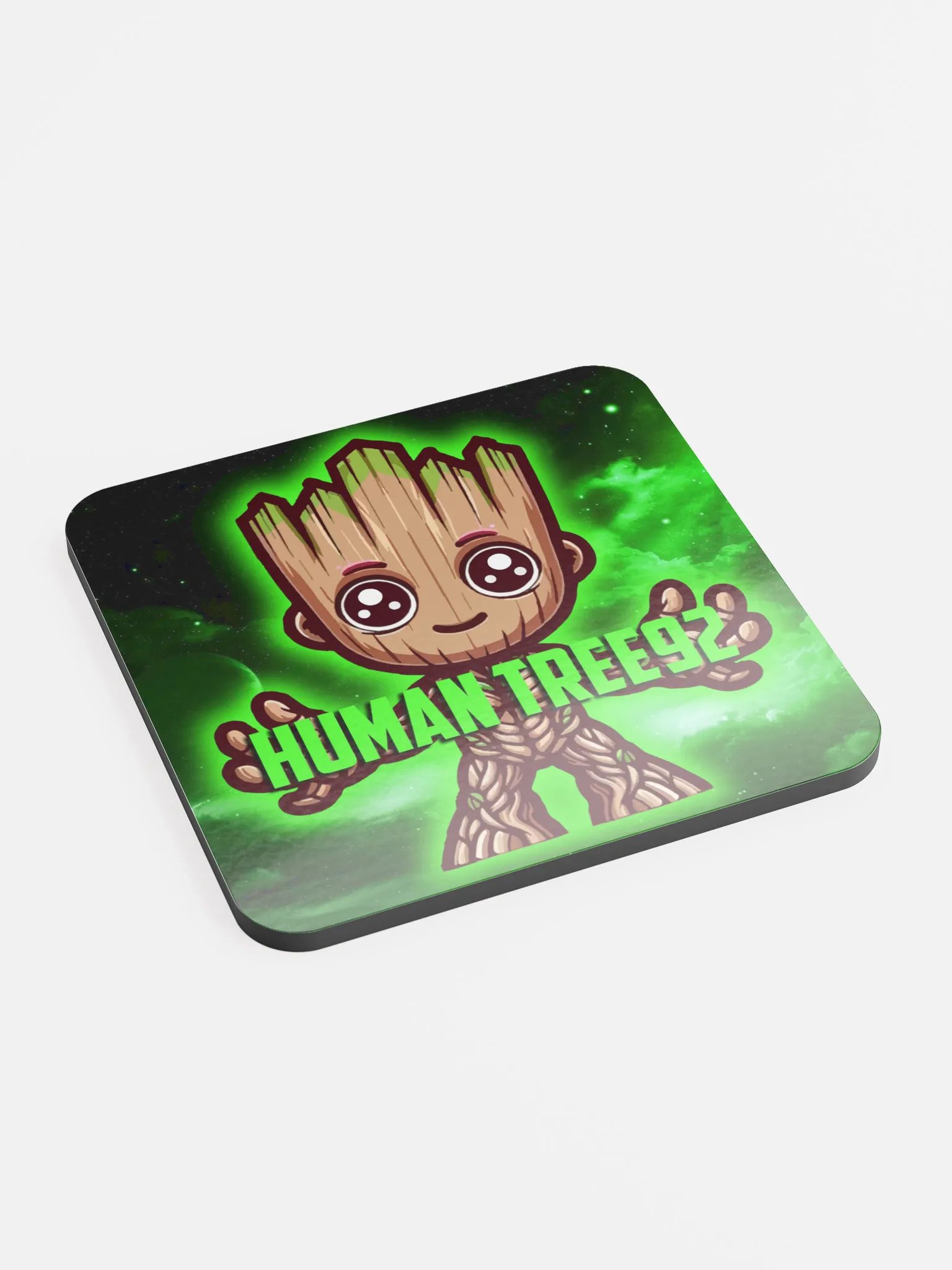 Glossed Cork Coaster Green Glow Full product image (2)