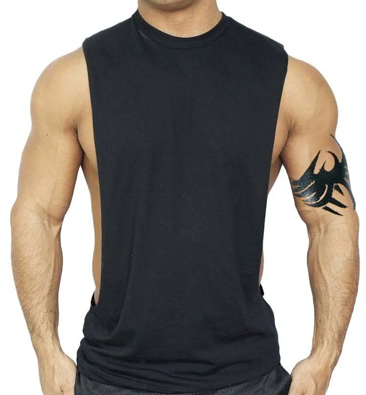 Men's Black Workout Vest Tank Top bodybuilding gym muscle fitness football shirt product image (1)