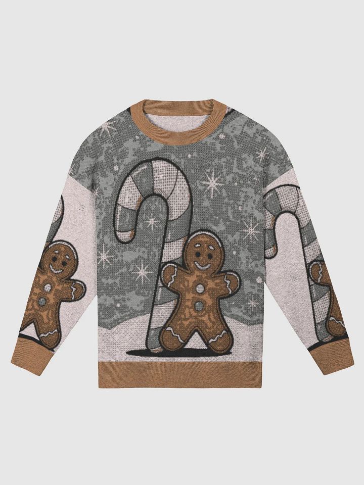 Festive Candy Cane and Gingerbread Man Crewneck Sweater product image (1)