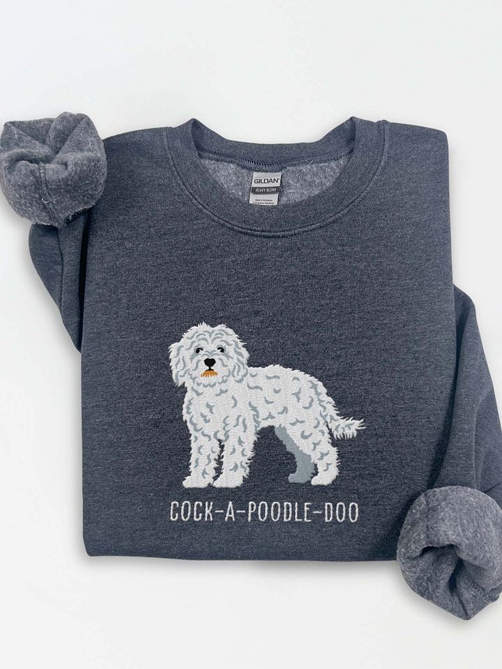 Cock-A-Poodle-Doo Sweatshirt (Embroidered) of a Cockapoo(White) product image (1)