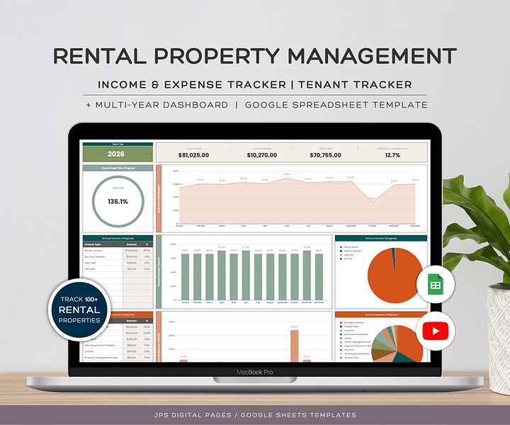 Rental Property Income and Expense Tracker Template product image (1)