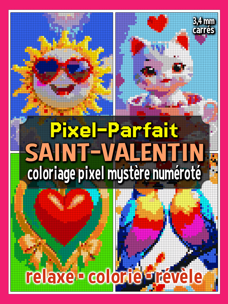 Pixel-Parfait : Saint-Valentin - Coloriage pixel mystère numéroté | Livre à imprimer product image (1)