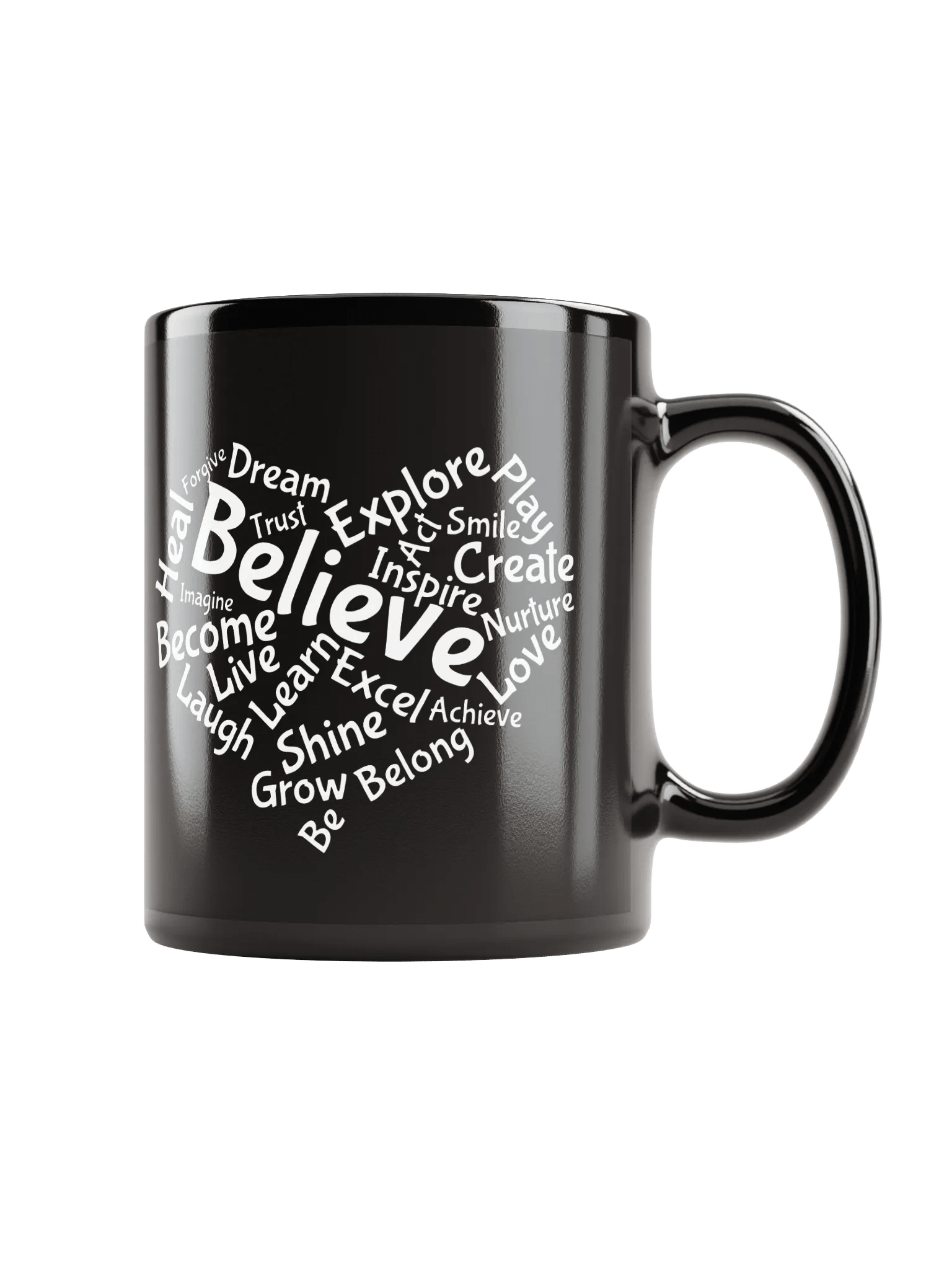 Motivational Heart Word Cloud Mug - Black product image (5)