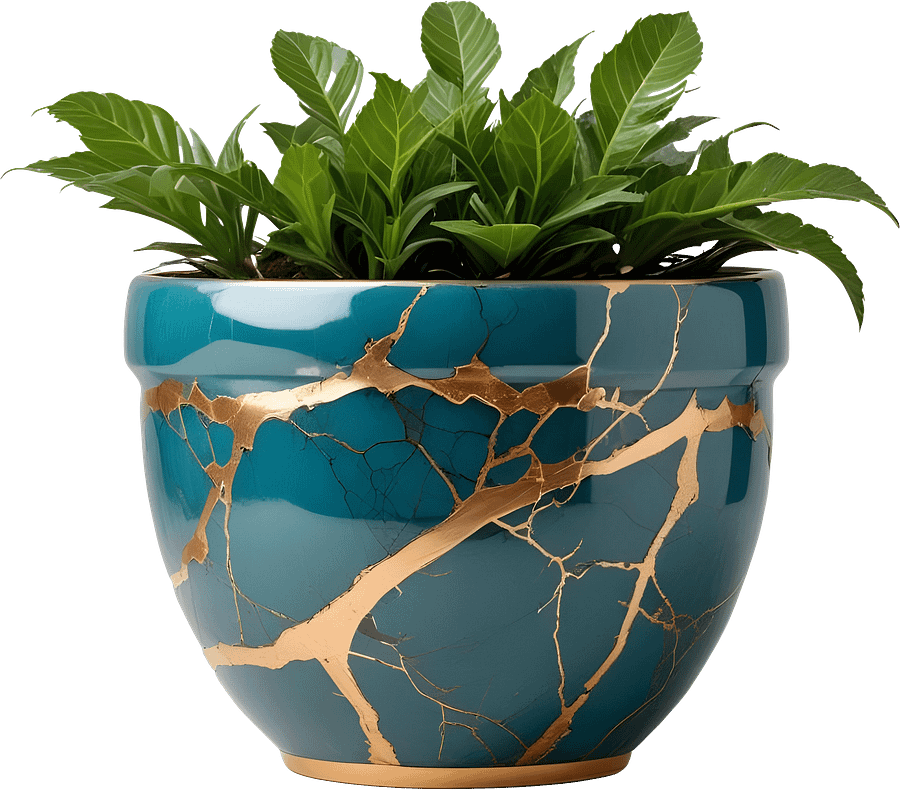 Kintsugi Elegance – Azure Renewal Planter PNG product image (1)