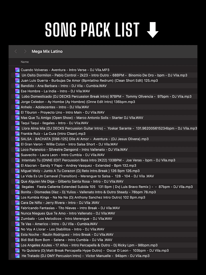 Mega Mix Latino - Song Pack/Paquete de Canciones (36 Songs/Canciones) product image (2)