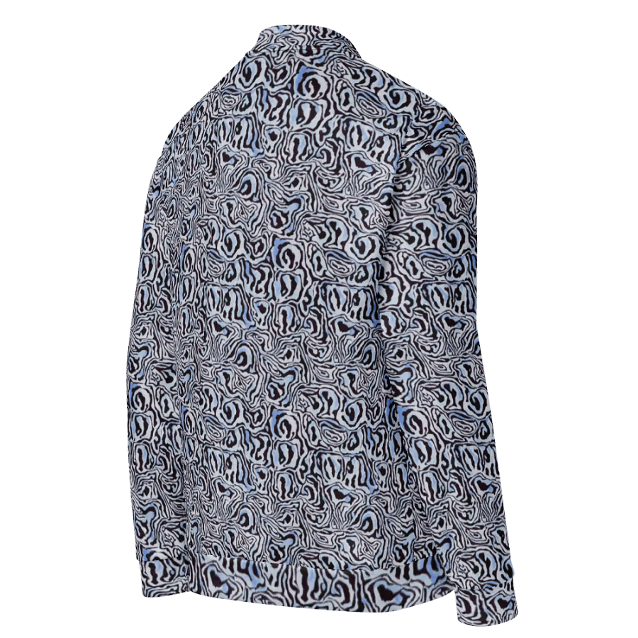 Blue Black Snake Pattern Bomber Jacket product image (4)