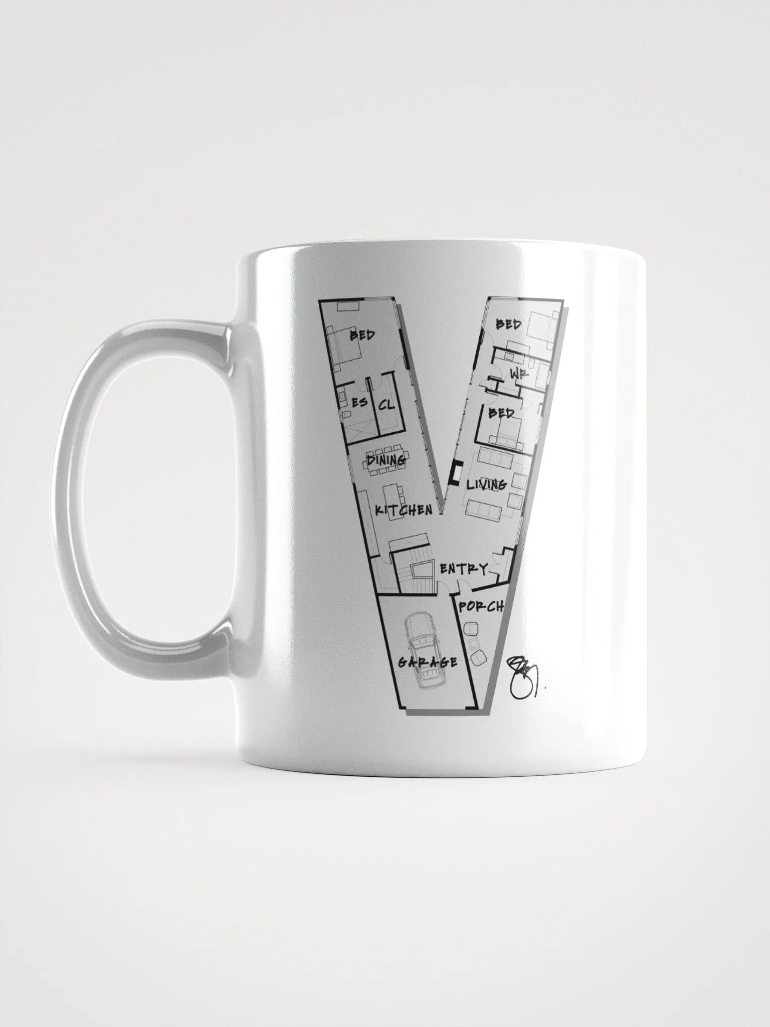 Alphabet Floor Plan Mug - V product image (1)