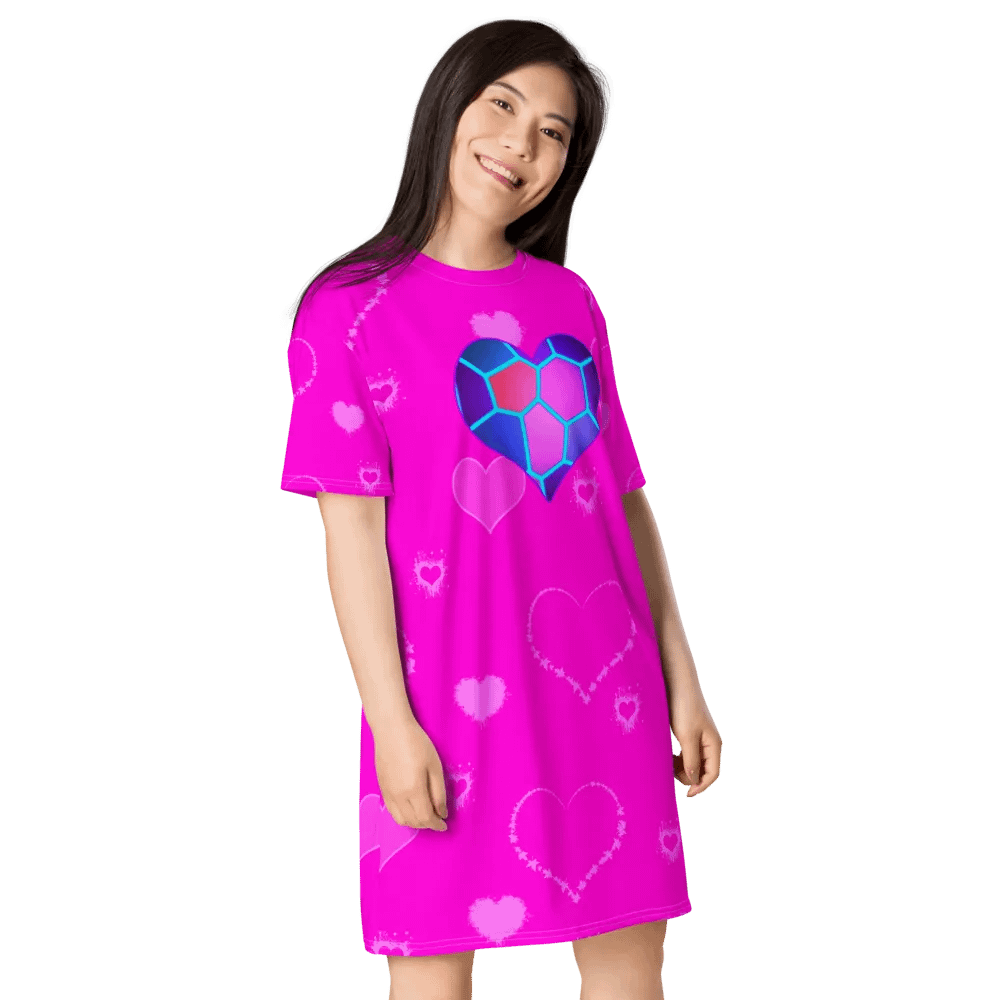DiesmaHeart Hot Pink Hearts T-Shirt Dress product image (5)