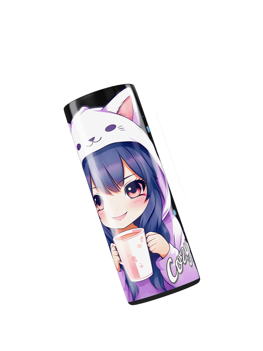 Cozy Kawaii Anime Girl 20 oz Skinny Stainless Steel Tumbler - Black product image (5)