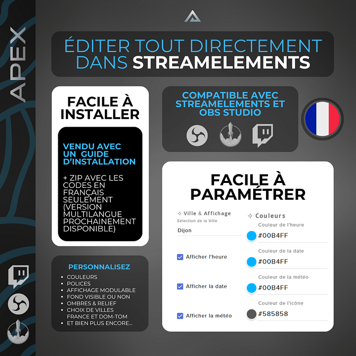 Widget Date Heure Météo Animé Twitch product image (2)