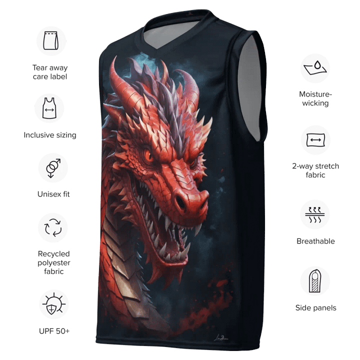 Fiery Dragon - Unisex Basketball Jersey UPF50+ protection product image (1)