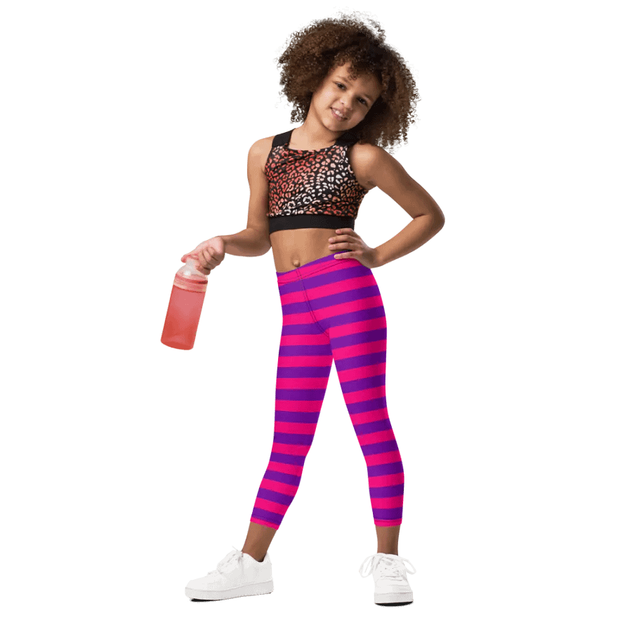 Striped Pink and Purple Kids Leggings product image (1)