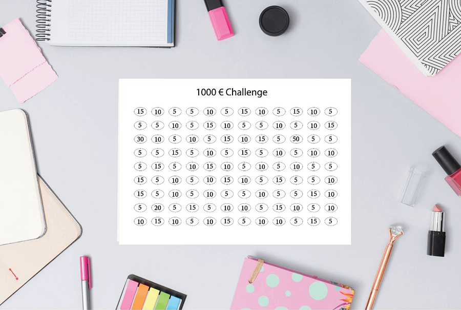 2000 Euro Challenge, 1000 Euro Challenge, Sparhilfe, Bundle, Sofortdruck, Sparchallenge, Instant Download Set, A5, A6 Planer Einlagen,Sparen product image (5)